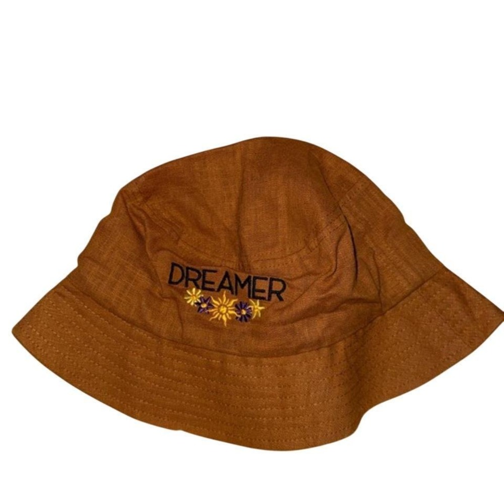 Weld MFG Hemp Bucket Hat Dreamer Embroidered Brown Boho Festival Indie Hat